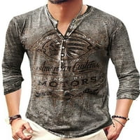 Gomelly Men bluza gumb vrpce vrećica majica Muška modna fitness basic gornje majica dugih rukava 4
