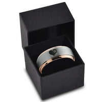 Tungsten šap Print band u obliku srca prsten za muškarce Žene Udobnost FIT 18K Rose Gold Step Bevel