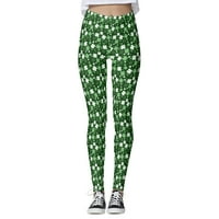 Yueulianxi Ženska jastučića Sretno Zelene hlače Ispiši gamaše hlače za jogu trčanje pilates teretana