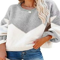 Groanlook Casual pulover džemper za žene scoop vrat dugih rukava blok bloka