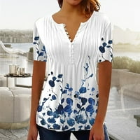 Košulje za žene casual grafički kratkih rukava Henley bluza 3xl