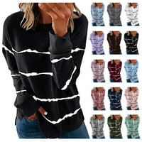 Žene Ležerne prilike sa dugim rukavima s prugastim prugastim ispisanim labavim pulover majicama