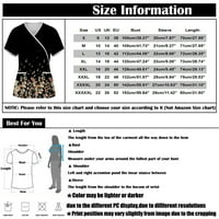 Ženski vrhovi Ženski ispis kratkih rukava V-izrez V-izrez Radna uniforma Džepna bluza crna xxxxxl