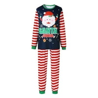 Xiaoluokaixin Božićna porodica Usklađivanje noćnih odjeća Striped Print dugih rukava + pantalone