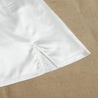 Singreal Women's Satin Silk High Split Split HEM zipper mini kratka suknja
