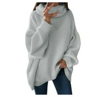 Fimkaul Ženski džemperi Pulover Zimski jesen plus veličina dugih rukava Ležerne prilike modni džepni džep na rame na rame