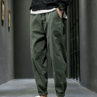Sehao Muška moda casual plus veličina labave čiste boje Sportske duge duge duge hlače vojska zelena