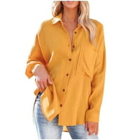 tklpehg ženske košulje s dugim rukavima, casual comfy bluza vrhovi trendi vrhovi s jednim grudima tuničke