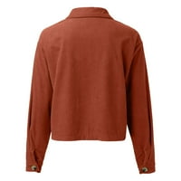 Ženska majica Casual Top stalak ovratnik debelo pune boje dvostruka džepna džepna jakna s kratkim majicama
