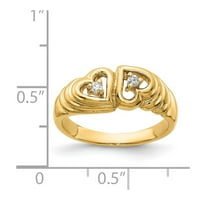 Čvrsta 14K žuta zlatna dijamantska prstena za srce veličine 6