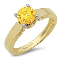 1.06ct okrugli rez žuti prirodni citrinski 14k žuti bijeli zlatni godišnjica zaručničke prstene veličine