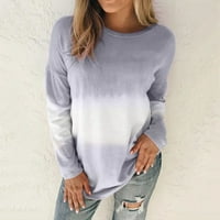Zunfeo Dukseri za žene-gradijentni pulover s dugim rukavima Crewneck New dolaska T majice Tamno siva 2xl
