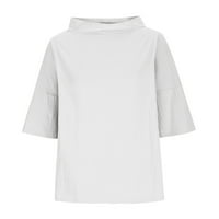 Ženski ljetni vrhovi rukav Crew izrez Solid Color Modni bluze Ležerne prilike plus veličina labave pamučne