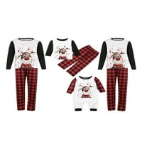 Podudaranje obiteljske božićne pidžame Set Raglan Elk vrhovi + plaženi pantalone Noćna odjeća za spavanje