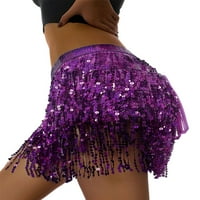 Wybzd Women Sequin Tassel suknje Reflektivni rave Fringe trbuh ples hip šal zamotavanje suknje za zabavu