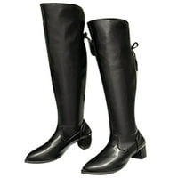 Lacyhop Dame Dress Prozračne visokoelektrične čizme Udobne plišane obložene neklizne cipele Crnky zimske cipele crna 5