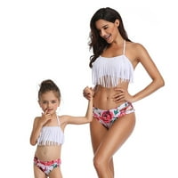 Cara Lady Women Family Mama i Kid odštampani grudnjak bikini set kupaći kostimi za kupali kupanje crno