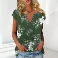 Royallove Womens Fashion Ljeto Ležerne prilike Boho vrhovi Cvjetni print Kratki rukav Bluze Labavi V izrez T majice