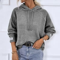 Duks dugih rukava za žensko crteće pletene kapuljače, jesenski izvor čvrsti povremeni pulover vrhovi