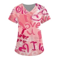 SHLDYBC Womens Valentinovo sestrinski piling vrhovi radne uniforme kratkih rukava V reclewer bluza majica sa džepovima - proljetni ušteda