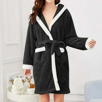GUZOM Ženska mekana i topla ogrtača Tar Comfort Fleece Robe Winter Pijamas- Crna veličina m