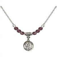 Rodijumska ogrlica s ljubičastom februarskom rodnom mjesecu kamene perle i sveti gensius rimskog šarma