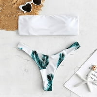 Pxiakgy Tankini kupaći odijela za žene Bikini set za kupanje podstavljene kupaće kostime kupaće kupaće od plaža bijele + m