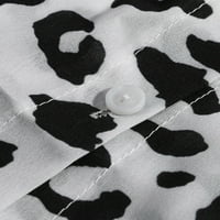 Zlekejiko plus rukavica s rukavima s kratkim printom Ispis pulover labavi veličine V-izrez za bluze