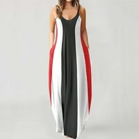 Ljetne haljine za žene Žene Ljeto Cvjetnik za O-izrez Print bez rukava plus veličina pulover duga suknja