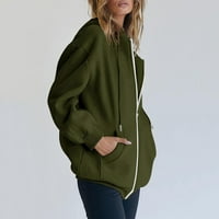 DTIDTPE Zip up hoodie žene, ženske casual čvrsti dugi rukav sa kapuljačom sa kapuljačom džepne duksere