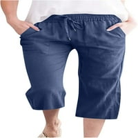 Duks Capri za žene Ljetne casual visoke rastepetne hlače sa džepovima obrezane pantalone