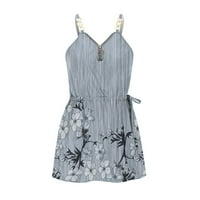 Ljetne haljine za žene Ležerne prilike Cvjetne bez rukava Mini V-izrez Sivi XL