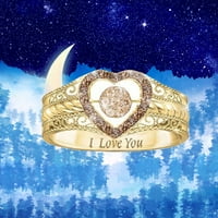 Jikolililili Shiny Gold I Love You Diamond Angažman Prijedlog prstena Djevojka MAN Par poklon hipoalergeni prstenovi Božićno raspoređivanje