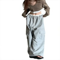 Baggy padobranske pantalone za žene nacrtavanje elastičnih slabog struka labave teretne hlače Višestruki džepovi jogger y2k hlače