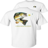 Fair Game Largemouth bas majica, kombinirani profil, ribolov grafički tee-bijeli-l