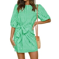 Maxi haljina za ženska jakna haljina posada kratkih rukava plairan zeleni xxl