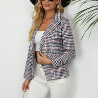 Topli zimski kaputi za žene Ženski ček tiskani tanki rever blazer Blazer kaput vrhovi bluza chaquetas de mujer casual