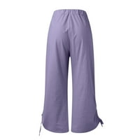 Ocivier hlače za žene zategnute pantalone Pocket casual hlače posteljine hlače Žene žene ženske hlače