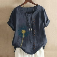 Ženski kratki rukav Dandelion Print Tes košulje Ljeto ponude Tunička pamučna mekana bluza Grafički slatki