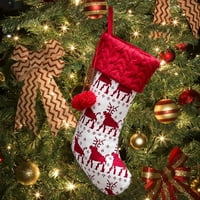 Heiheiup Torba pletene čarape Djeca Božićne čarape Poklon pređa i božićna torba Poklon Crveno Početna