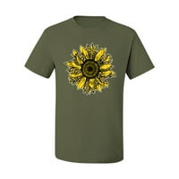 Arty Cheetah Leopard Print Sunflower Fashion Muška grafička majica, Vojna zelena, 2xl