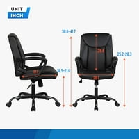 DKELI Executive Kancelarijska predsjedavajuća menadžerska šef računarske stolice PU koža stolica sa lumbalnom podrškom i bačm za ruku, crni