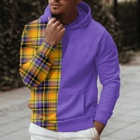 Muška jesen i zimski slobodno vrijeme za slobodno vrijeme na otvorenom Sportski plet Ispis Slim Fit džemper s kapuljačom dugih rukava s džepom Zip up dukserice Purple