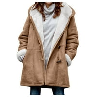 Strungten Women Winter Plus Size Solid Plus baršunasti kaput dugi rukav rukav džepni kaput