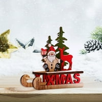 Božićne drvene figurice, DIY Santa Snjegović kolica za kolica za sanduk Božićni stolni ukrasi Pokloni