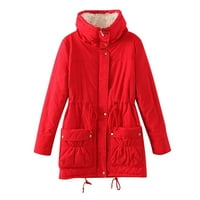 Ženska jakna od flisa- Outerwerwer puni zip turtleneck čvrsta topla udobna jakna dugih rukava crveni