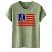 Gyujnb Ženske košulje kratkih rukava za žene Trendy Ljeto Američka zastava tiskana Četvrta srpnja Košulje