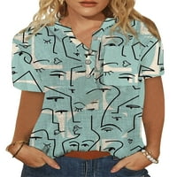 Paille dame apstraktne tiskane košulje Henley Basic Fashion Beach Tunic bluza Dugmas Ljetna majica kratkih