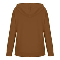Charella Womens pulover za pulover za bluze casual dukserice padaju čvrsta dugih rukava sa džepom Brown, XL