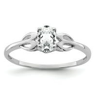 Sterling srebrna rodijum-bijela Topaz Veličina prstena: 5; za odrasle i tinejdžere; Za žene i muškarce